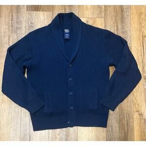 John Blair VTG Sweater Men L Blue Ribbed Cardigan Pockets Button Up Grandpa Golf